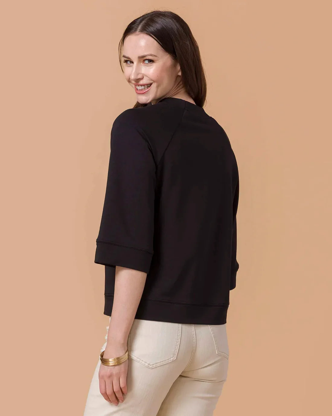 ***PRE-ORDER*** Grace &amp; Lace Everyday 3/4 Sleeve Crew Neck Sweatshirt - Black