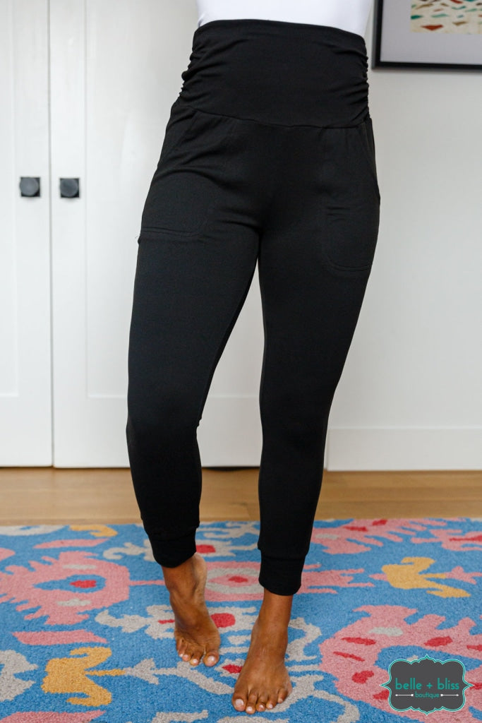 Haley High Waisted Joggers - Black Bottoms
