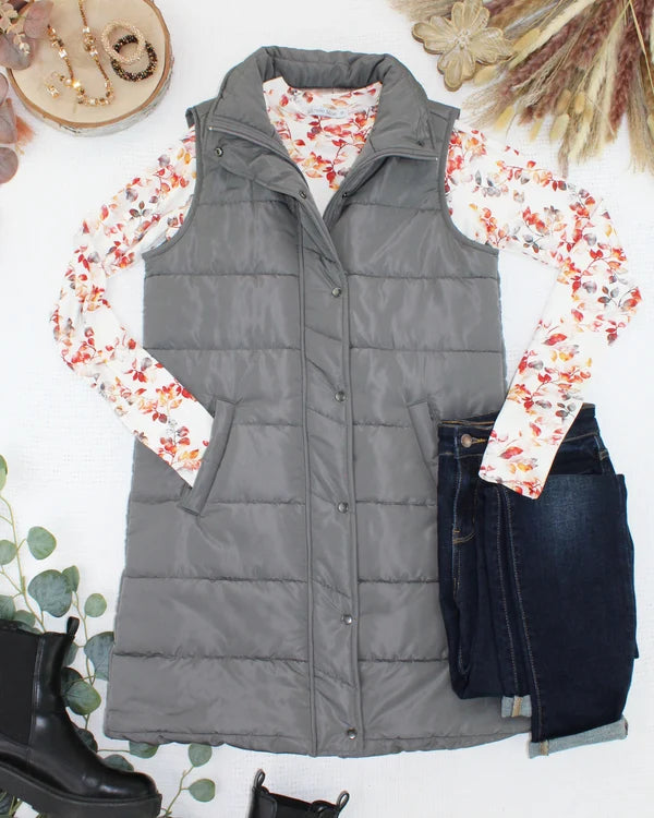 ***PRE-ORDER*** Michelle Mae Harlow Long Vest - Grey