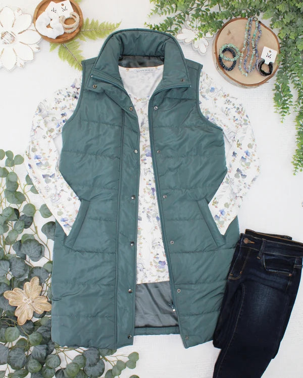 ***PRE-ORDER*** Michelle Mae Harlow Long Vest - Teal