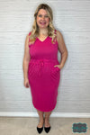 Janey Waist Tie Tank Dress - Summer Pink Dresses &amp; Skirts