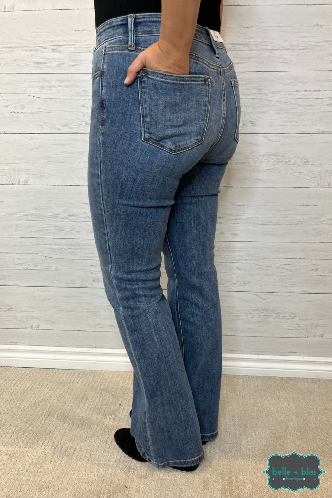 Judy Blue  Dylan Mid Rise Button Fly Bootcut Denim - Mid Wash - Belle +  Bliss Boutique