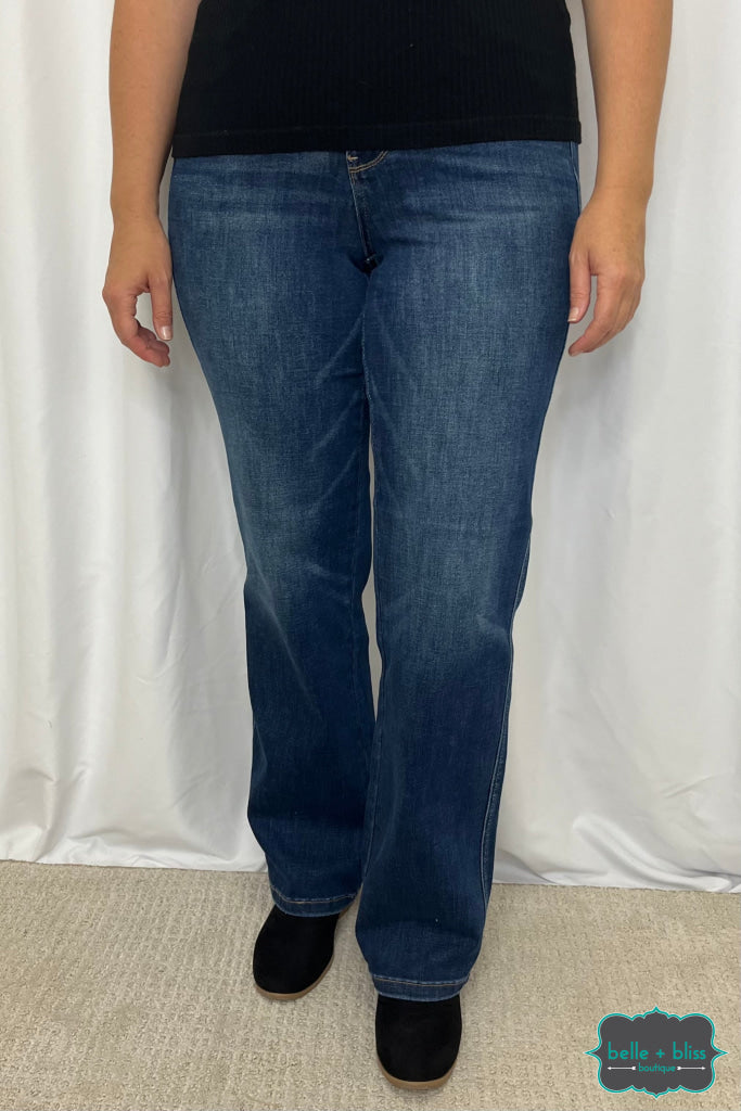 Judy Blue ’Jayden’ High Rise Tummy Control Classic Straight Denim - Dark Wash Bottoms