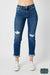 Judy Blue ’Maddox’ Mid Rise Distressed Slim Fit - Dark Wash Bottoms