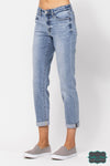 Judy Blue Marley Mid Rise Non Distressed Boyfriend Jeans - Light Wash Bottoms
