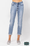 Judy Blue Marley Mid Rise Non Distressed Boyfriend Jeans - Light Wash Bottoms