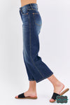 Judy Blue ’Paxton’ Mid Rise Tummy Control Crop Wide Leg Denim - Dark Wash Bottoms