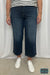 Judy Blue ’Paxton’ Mid Rise Tummy Control Crop Wide Leg Denim - Dark Wash Bottoms