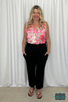 Jules Floral Tank With Buttons - Fuchsia/Taupe Tops &amp; Sweaters