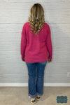 Julie Waffle V-Neck Sweater - Heather Fuchsia Tops &amp; Sweaters