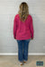 Julie Waffle V-Neck Sweater - Heather Fuchsia Tops & Sweaters