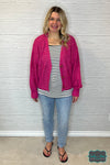 Kali Pointelle Knit Cardigan With Buttons - Fuchsia Tops &amp; Sweaters