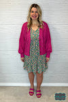 Kali Pointelle Knit Cardigan With Buttons - Fuchsia Tops &amp; Sweaters