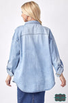 Kelsey Denim Shirt with Pockets - Light Mid Wash Outerwear