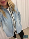 Kelsey Denim Shirt with Pockets - Light Mid Wash Outerwear