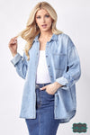 Kelsey Denim Shirt with Pockets - Light Mid Wash Outerwear