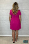 Laney Short Sleeve Babydoll Dress With Pockets - Fuchsia Dresses &amp; Skirts