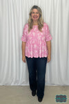 Lasha Floral Peplum Top - Pink Tops &amp; Sweaters