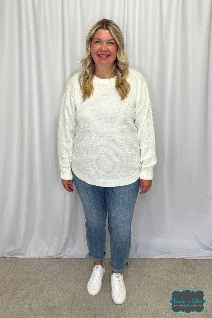 Margo Waffle Knit Sweater - Ivory Tops & Sweaters