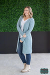 Michelle Mae ’Colbie’ Ribbed Cardigan - Dusty Blue Tops &amp; Sweaters