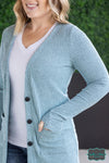 Michelle Mae ’Colbie’ Ribbed Cardigan - Dusty Blue Tops &amp; Sweaters