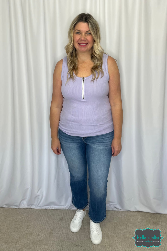Michelle Mae ’Mila’ Zipper Tank - Lavender Tops & Sweaters