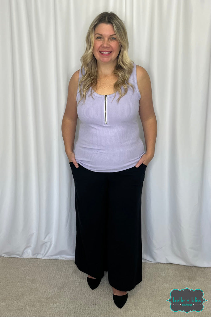 Michelle Mae ’Mila’ Zipper Tank - Lavender Tops & Sweaters
