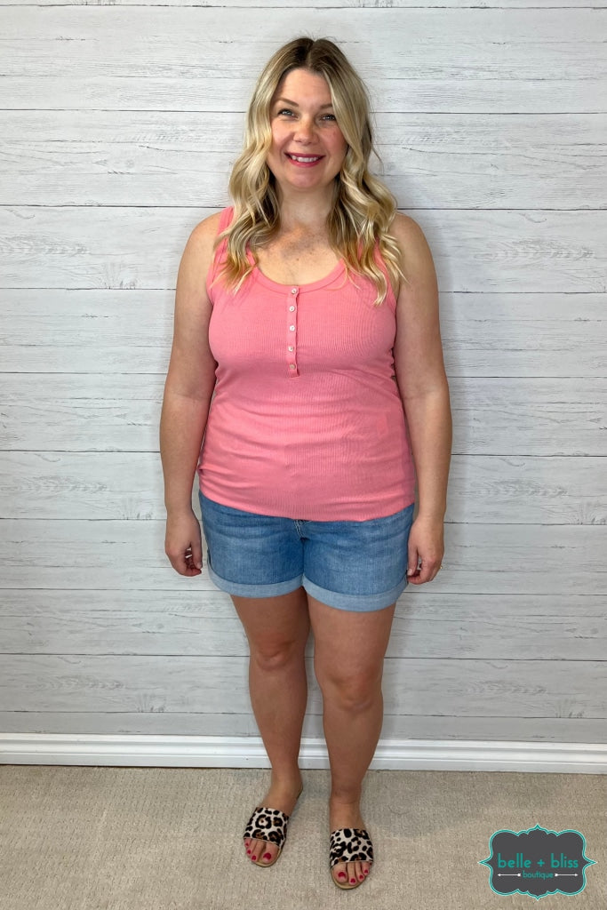 Mira Henley Tank - Bubblegum Tops & Sweaters