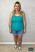 Mira Henley Tank - Turquoise Tops & Sweaters