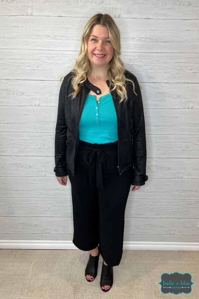 Mira Henley Tank - Turquoise Tops &amp; Sweaters