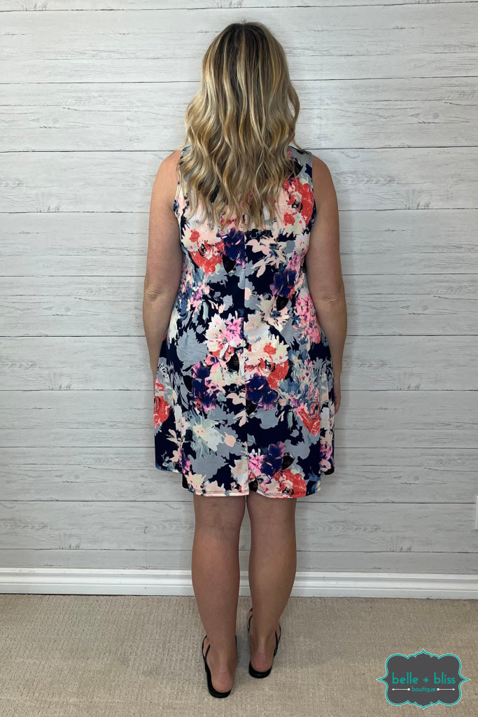 Missy Floral Dress With Pockets - Navy Dresses & Skirts