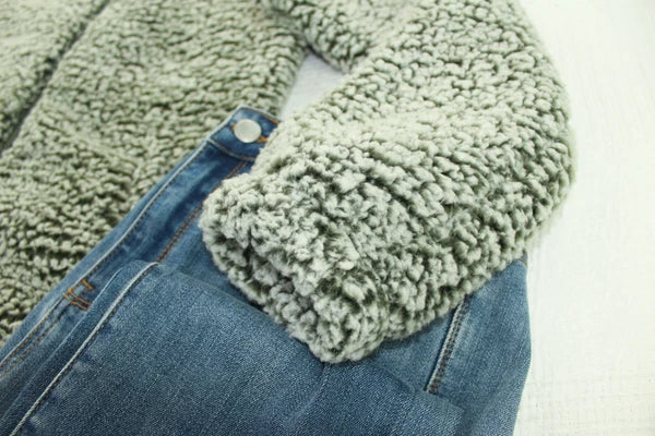 Michelle Mae Two Tone Fullzip Sherpa - Olive