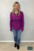 Nancy Waffle Snap Henley - Light Purple Tops & Sweaters