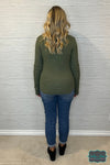 Nancy Waffle Snap Henley - Olive Tops &amp; Sweaters