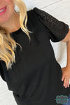 Nikki Eyelet Sleeve Top - Black Tops &amp; Sweaters