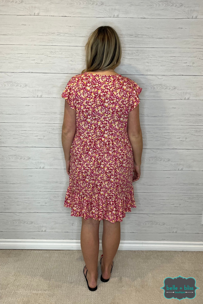 Nora Floral Dress With Pockets - Fuchsia Dresses & Skirts