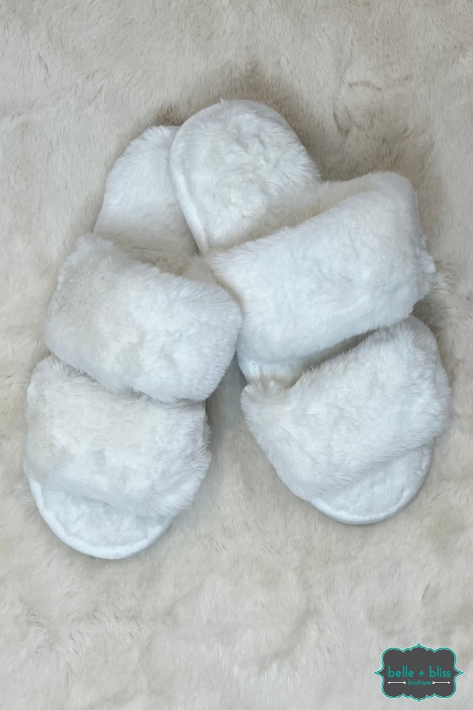 Open Toe Fuzzy Slippers - Ivory Accessories