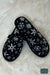 Open Toe Fuzzy Snowflake Slippers - Black Accessories