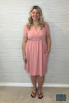 Orlena Faux Wrap Dress With Pockets- Rose Dresses &amp; Skirts