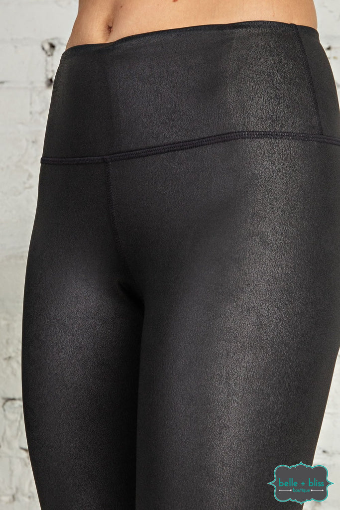 Pebble Leather Like Leggings - Black Bottoms