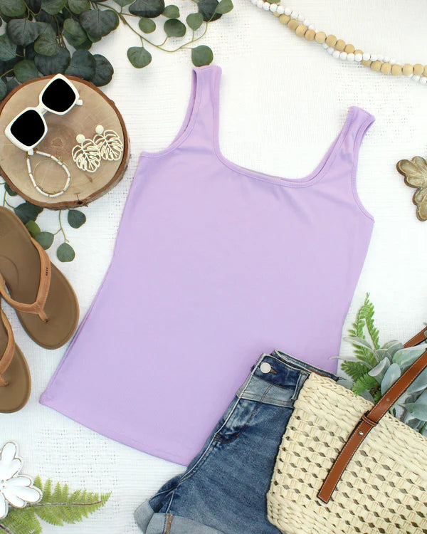 Michelle Mae "Rachel" Ribbed Tank - Lavender