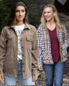 Grace and Lace Reversible Corduroy Shacket - Tan/Olive Plaid