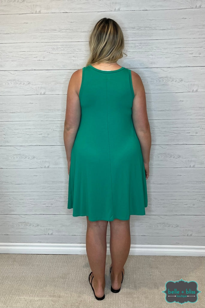 Selina Tank Dress With Pockets - Kelly Green Dresses & Skirts