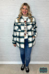 Shannon Sherpa Lined Plaid Shacket - Teal Outerwear