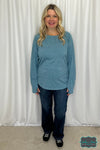 Sima Top With Thumbholes - Washed Teal Tops &amp; Sweaters