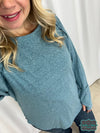 Sima Top With Thumbholes - Washed Teal Tops &amp; Sweaters