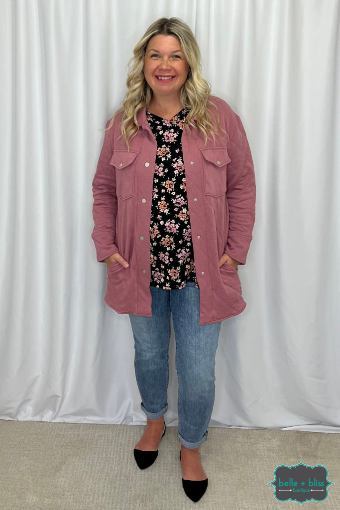 Suzy Quilted Jacket With Pockets - Mauve Pink Outerwear