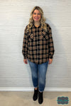 Tammy Flannel Button Up Top - Black Plaid Tops &amp; Sweaters