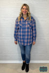 Tammy Flannel Button Up Top - Blue Plaid Tops &amp; Sweaters