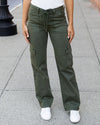 ***PRE-SALE*** Grace and Lace Sueded Twill Cargo Pants - Deep Green